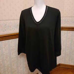 SAG HARBOUR SHORT SLEEVE BLACK PULLOVER 1X/EXTRA GRANDE 1